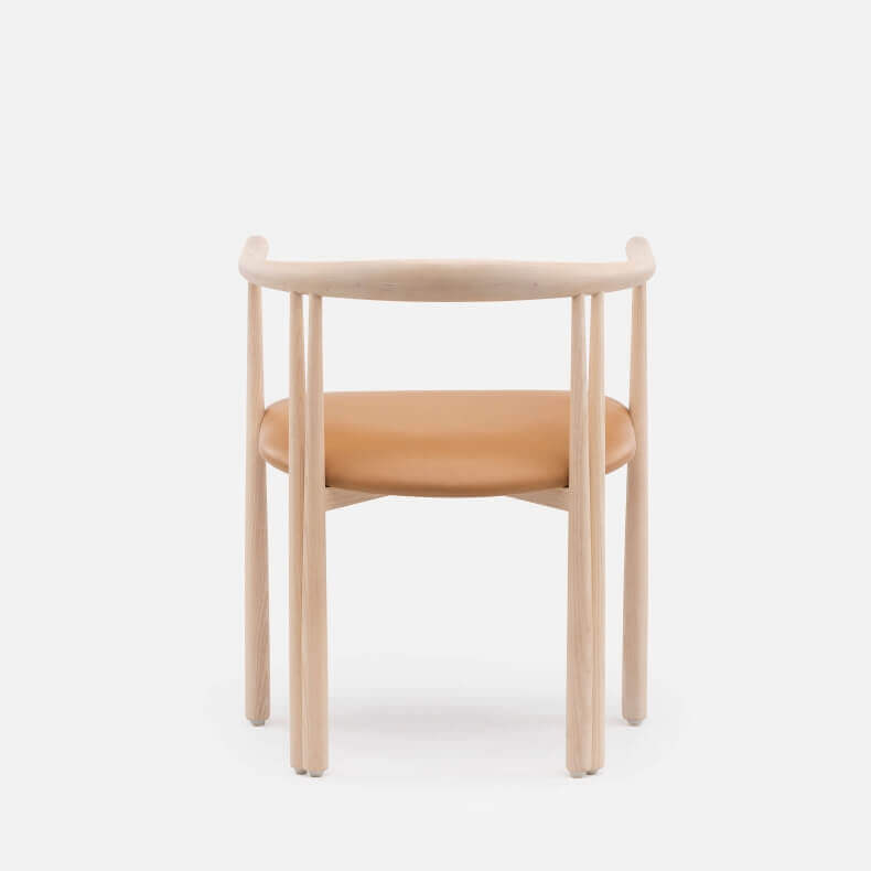 Elliot Chair by Jason Miller in white oiled oak and leather