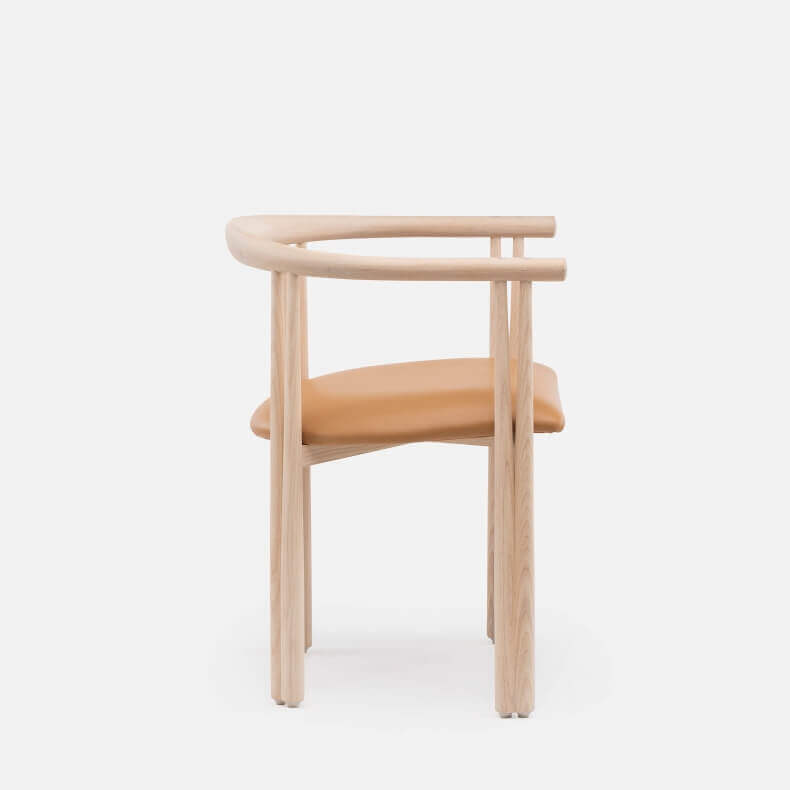 Elliot Chair by Jason Miller in white oiled oak and leather