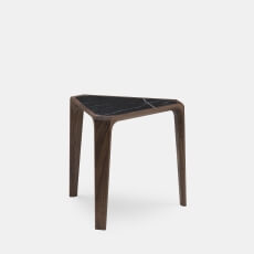 MARY'S SIDE TABLE SHOWN IN DANISH OILED WALNUT AND BLACK NEGRO MARQUINA MARBLE