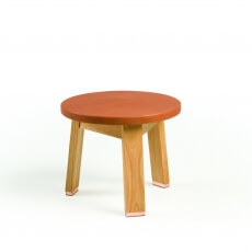 Upholstered Low Stool by Studioilse in danish oiled oak with brown naked leather