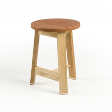 441 STOOL SHOWN IN DANISH OILED OAK AND BROWN LEATHER