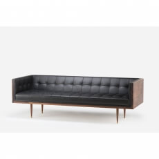 Box Sofa in walnut and liquorice leather