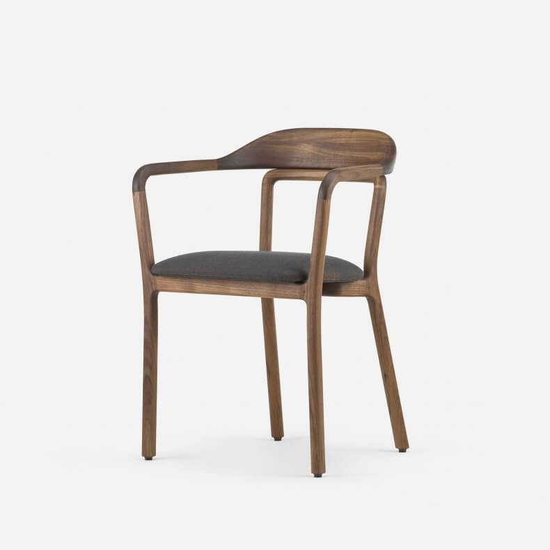 DUET CHAIR SHOWN IN DANISH OILED WALNUT AND CANVAS 764 FABRIC