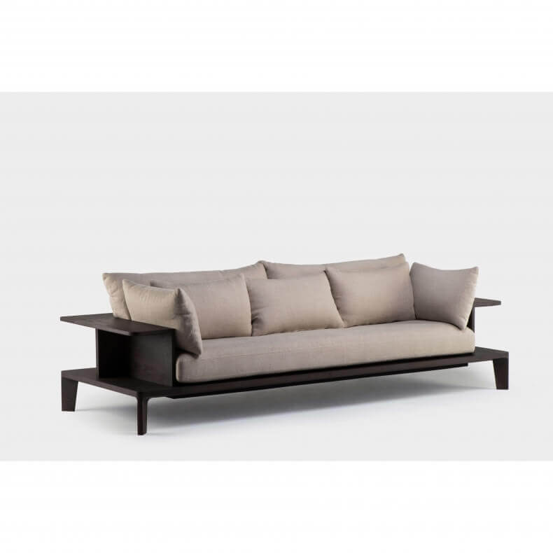 PLATFORM LONG SOFA SHOWN IN BROWN STAINED ASH