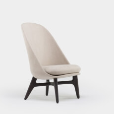 SOLO LOUNGE CHAIR SHOWN IN BROWN STAINED ASH AND LINEN