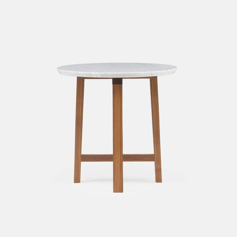 TRIO SIDE TABLE WITH MARBLE TOP SHOWN IN DANISH OILED WALNUT