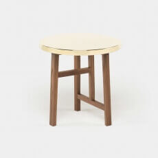 TRIO SIDE TABLE WITH BRASS TOP SHOWN IN DANISH OILED WALNUT