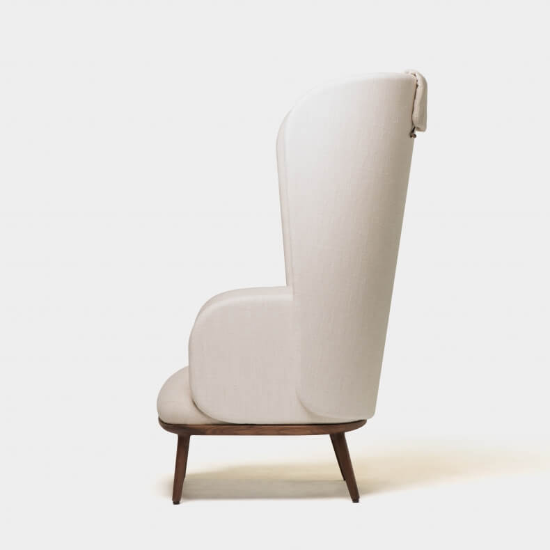 Blanche Bergere by Nichetto in walnut and fabrics Collobrieres Creme and Trinidad Lin
