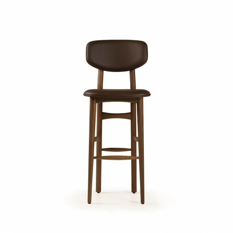 Butterfly Breakfast Bar Stool by Autoban in walnut with leather
