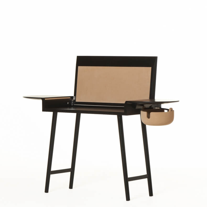 COMPANIONS WRITING DESK SHOWN IN BLACK PAINTED ASH
