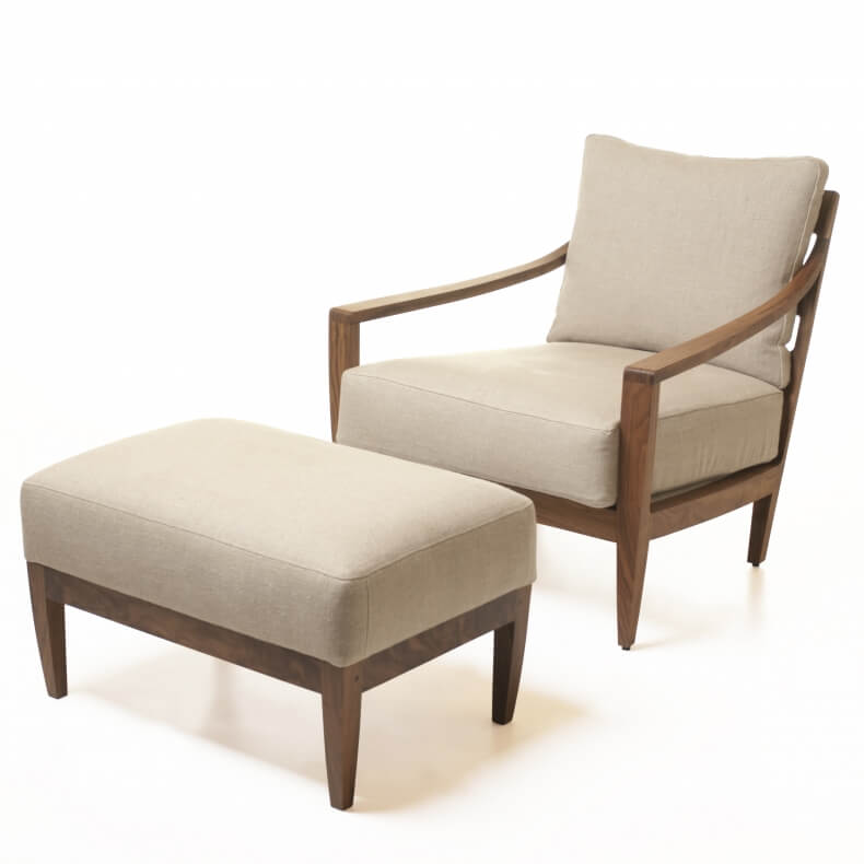 Low Ottoman Chair in walnut designed by Matthew Hilton and manufactured by De La Espada
