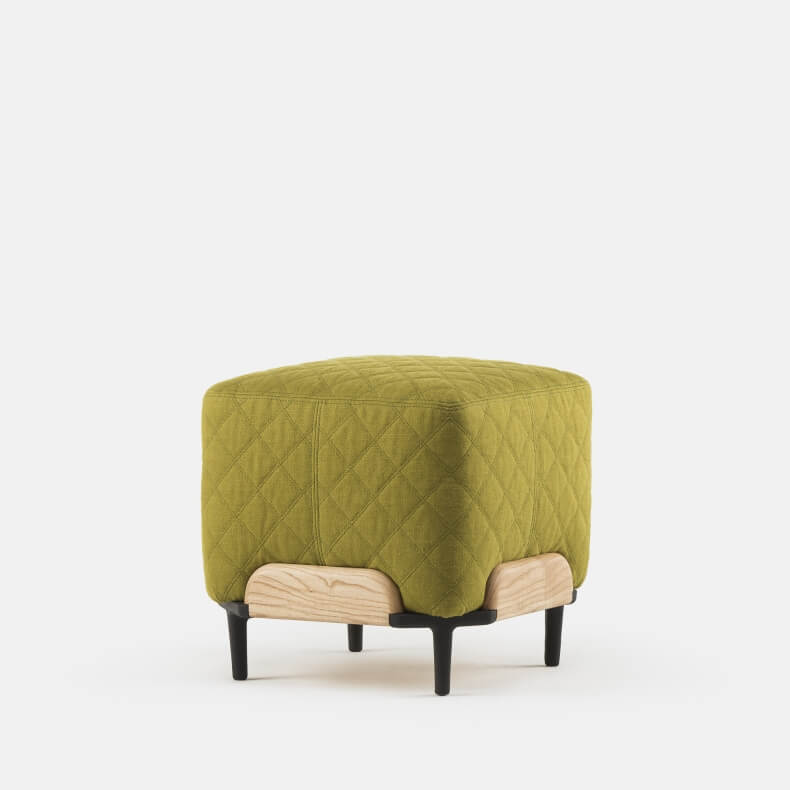 Steve Small Pouf in Danish Oiled Ash and Linen