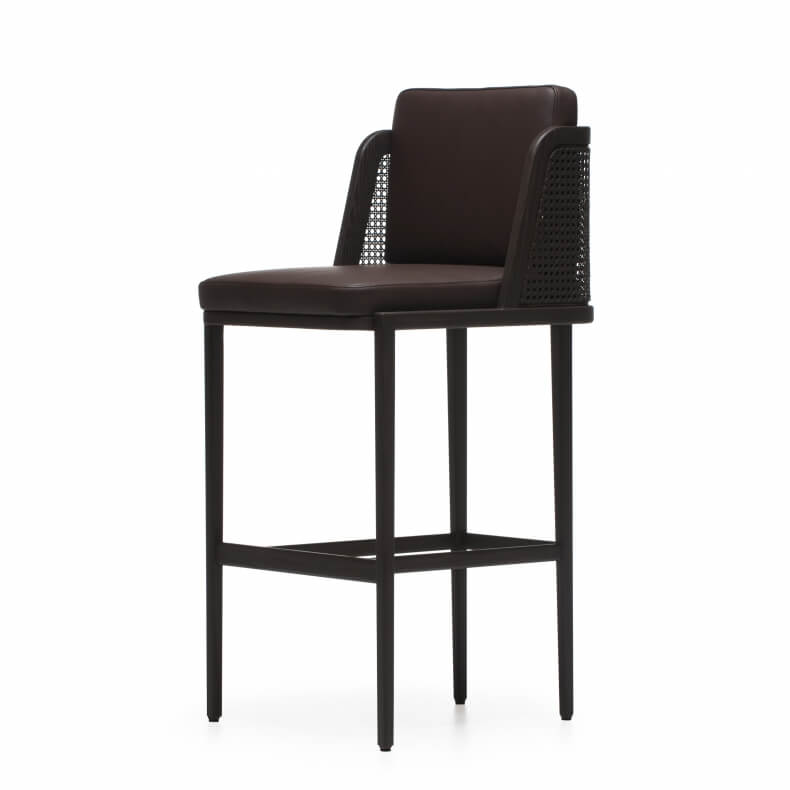THRONE BAR STOOL WITH RATTAN BROWN PAINTED ASH